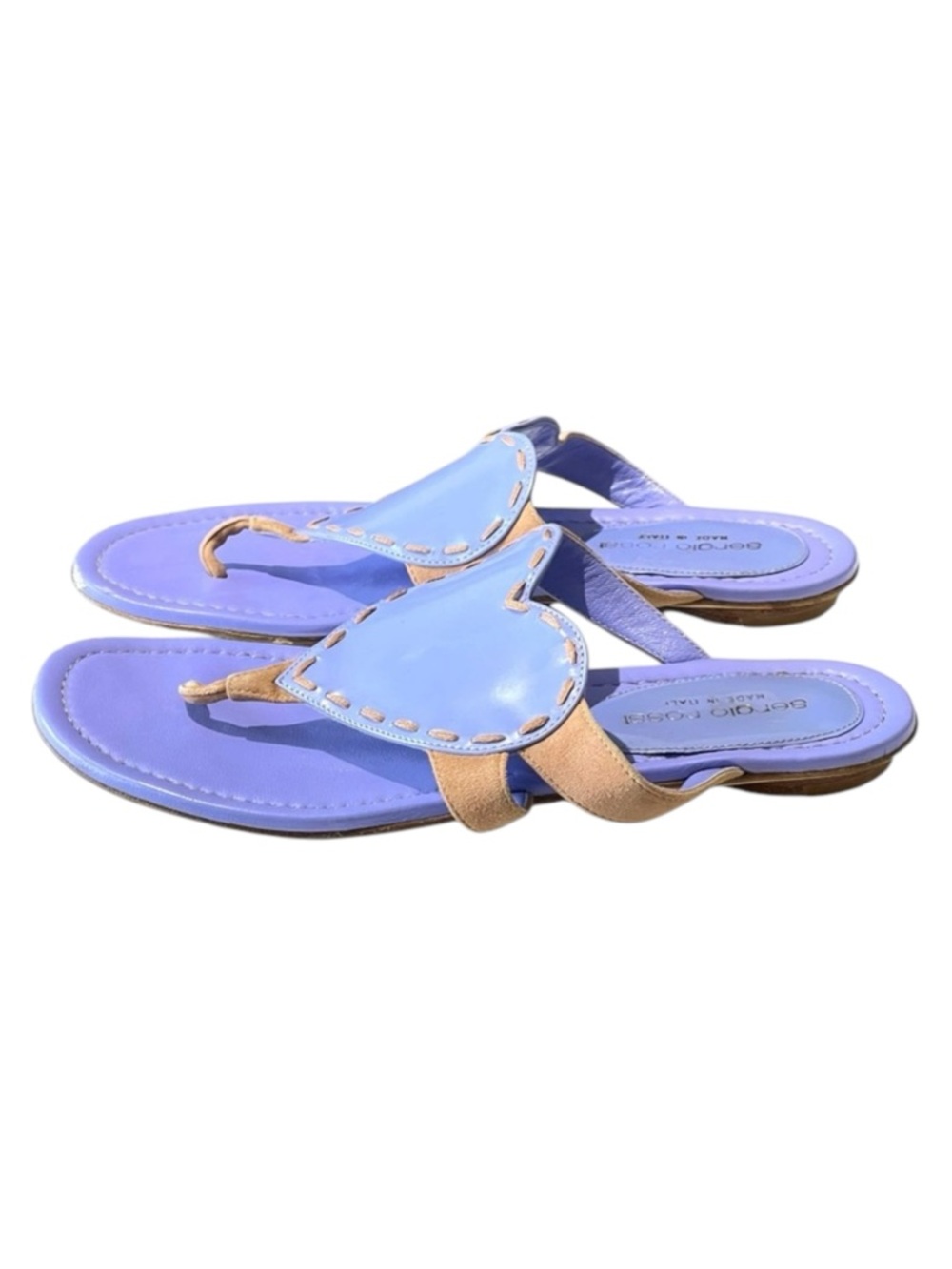 Sergio Rossi ❤︎︎ Heart Shaped Thong Leather Sandals ❤︎︎ Cornflower Blue ❤︎︎ 36 - Picture 8 of 16